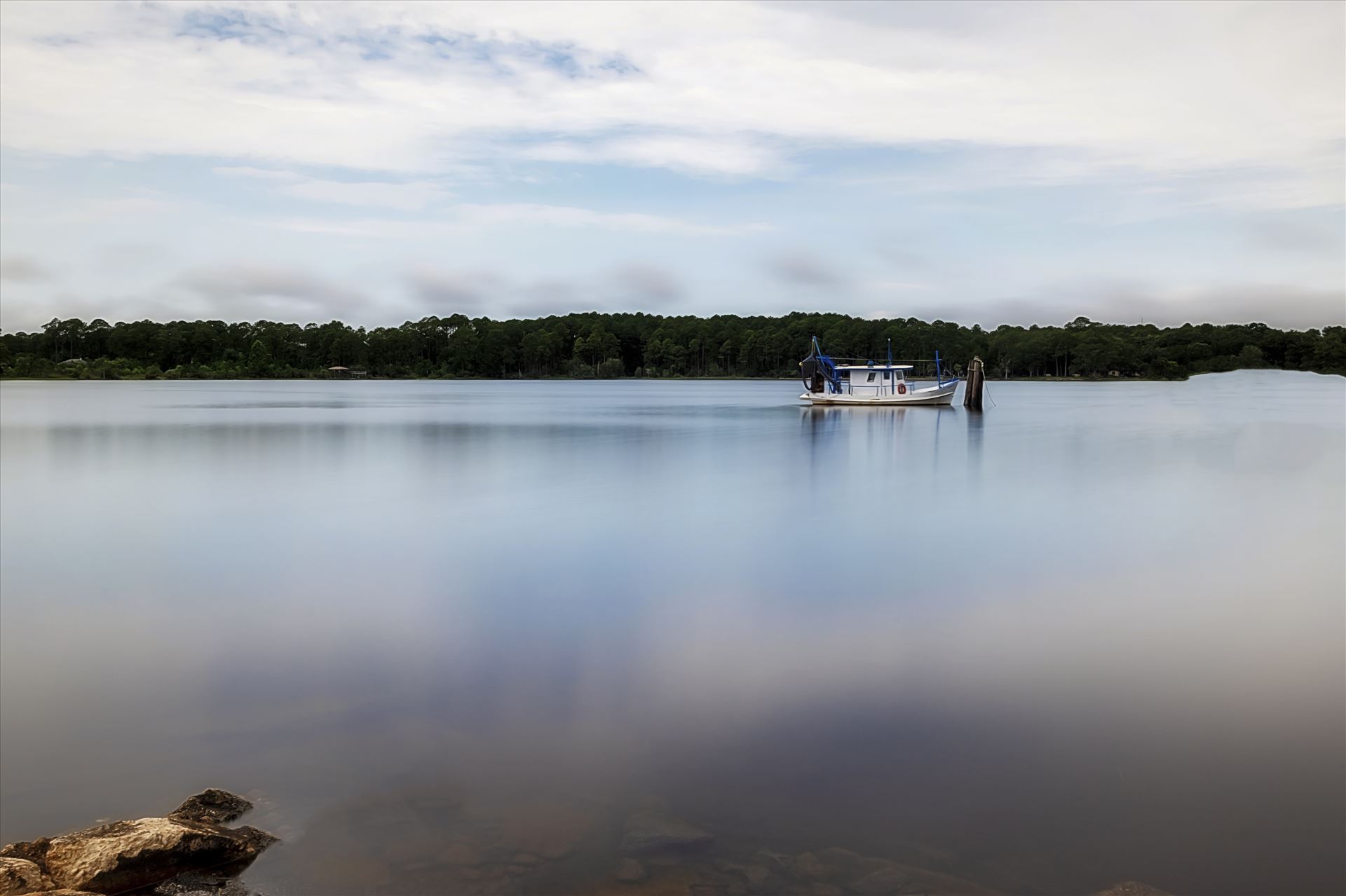 long exposure of boat in the bay 8500346.jpg - Long exposure of boat out in the bay, southport, Florida by Terry Kelly Photography