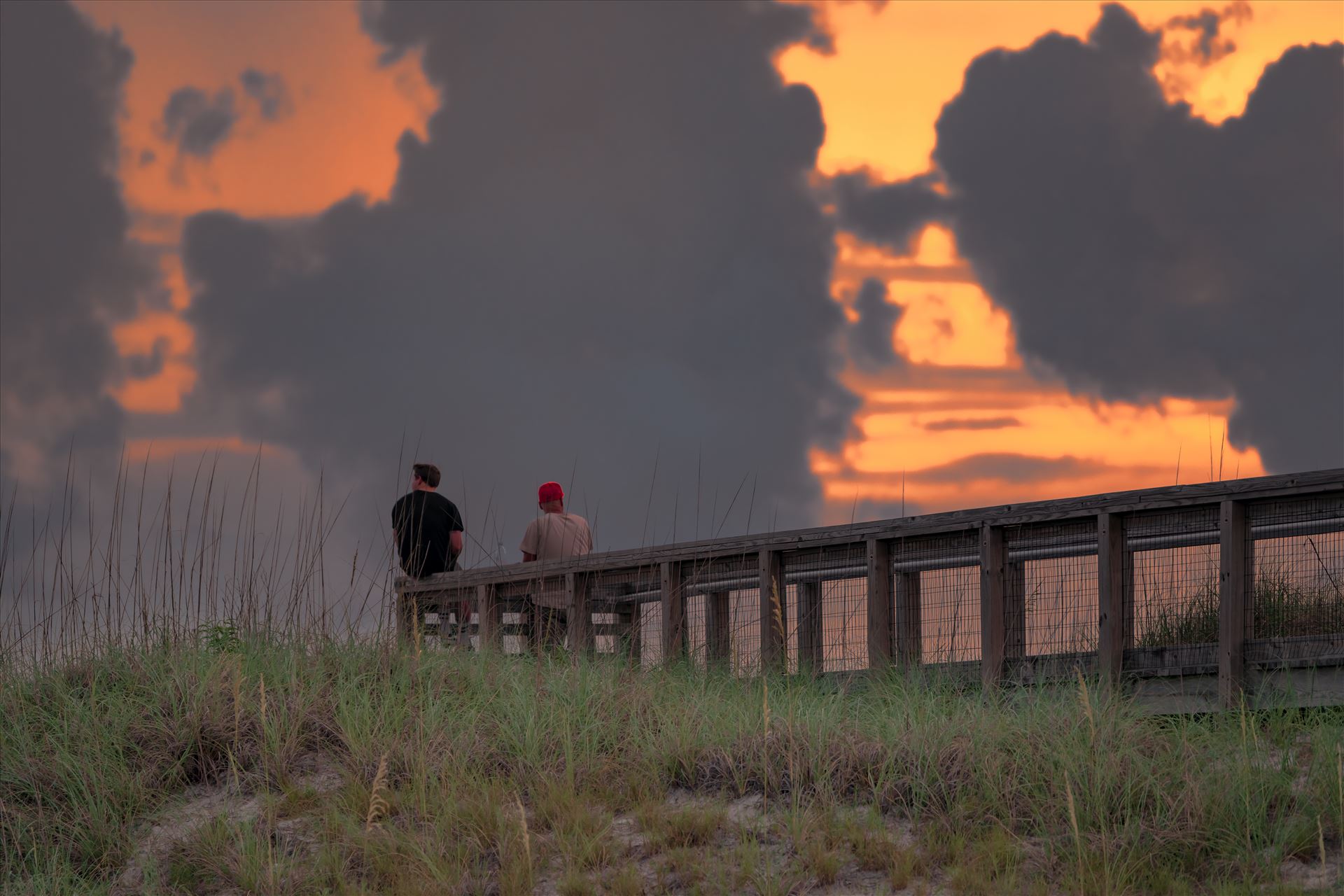 watching the sunset at St. Andrews State Park 8500436.jpg - Two guys watching the sunset from the lookout at St. Andrews State Park, Panama City Beach, Florida by Terry Kelly Photography