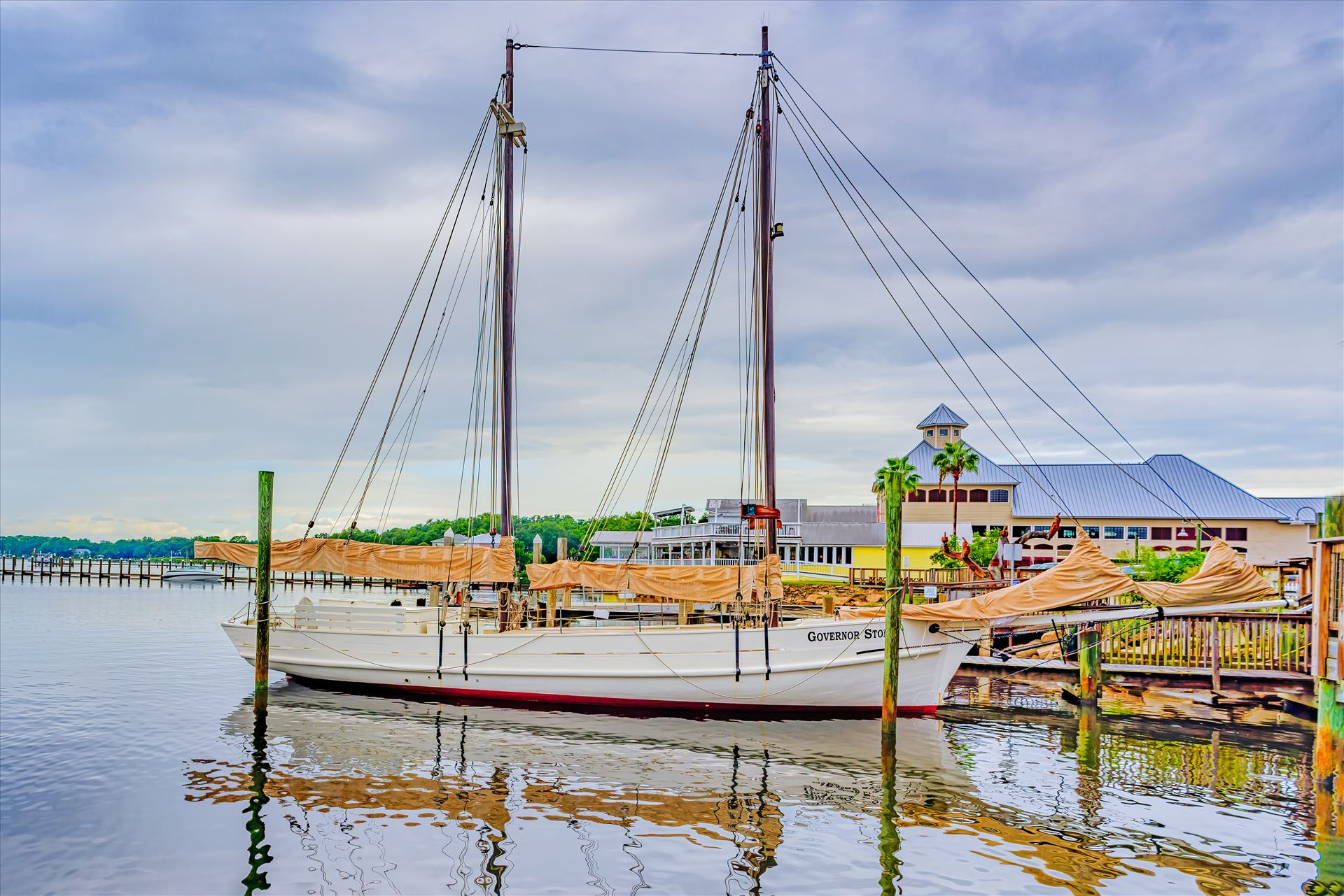 Governor Stone (schooner) - Panama City, Florida, USA. September 16, 2016. Governor Stone is a historic schooner, built in 1877, in Pascagoula, Mississippi. In October 2018, Governor Stone capsized at her dock during Hurricane Michael. by Terry Kelly Photography