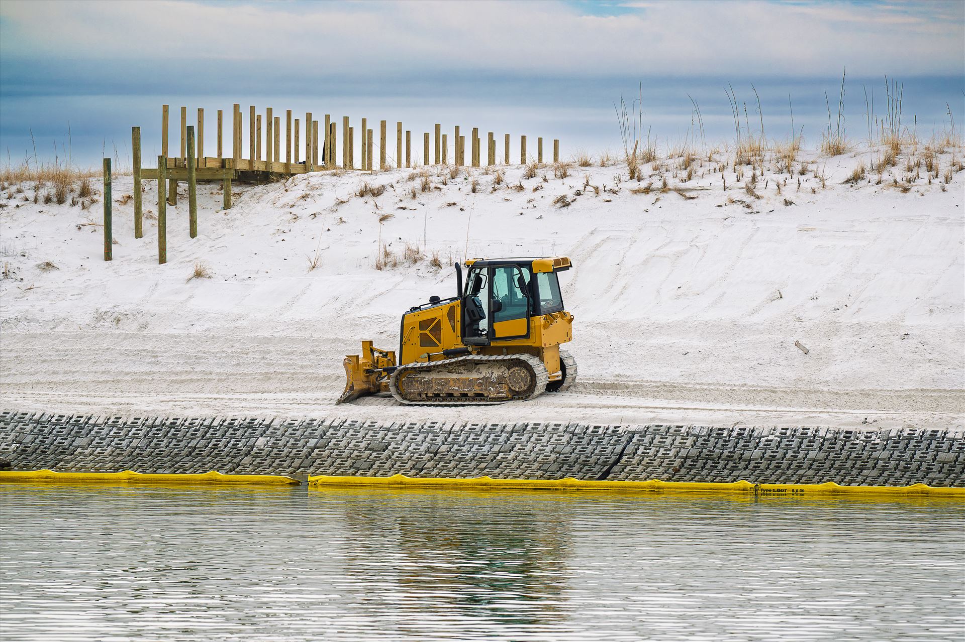 Beach renourishment - Beach renourishment Destin Florida bulldozer white sand by Terry Kelly Photography