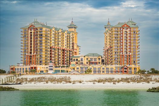Editorial image of the Emerald Grande in Destin, Florida, overlooking the stunning emerald waters of the Gulf.