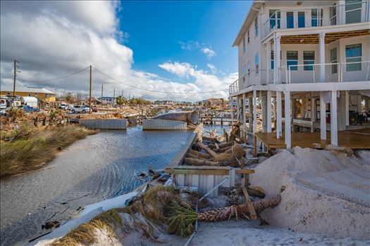 Mexico Beach, Florida, United States October 26, 2018.  16 days after Hurricane Michael. Canal Park