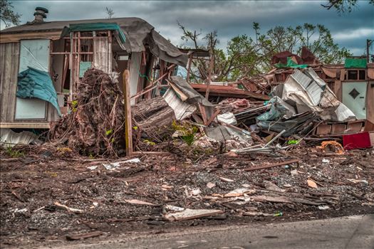 Panama City, Florida, USA 01/05/2019. Mobile home destroyed